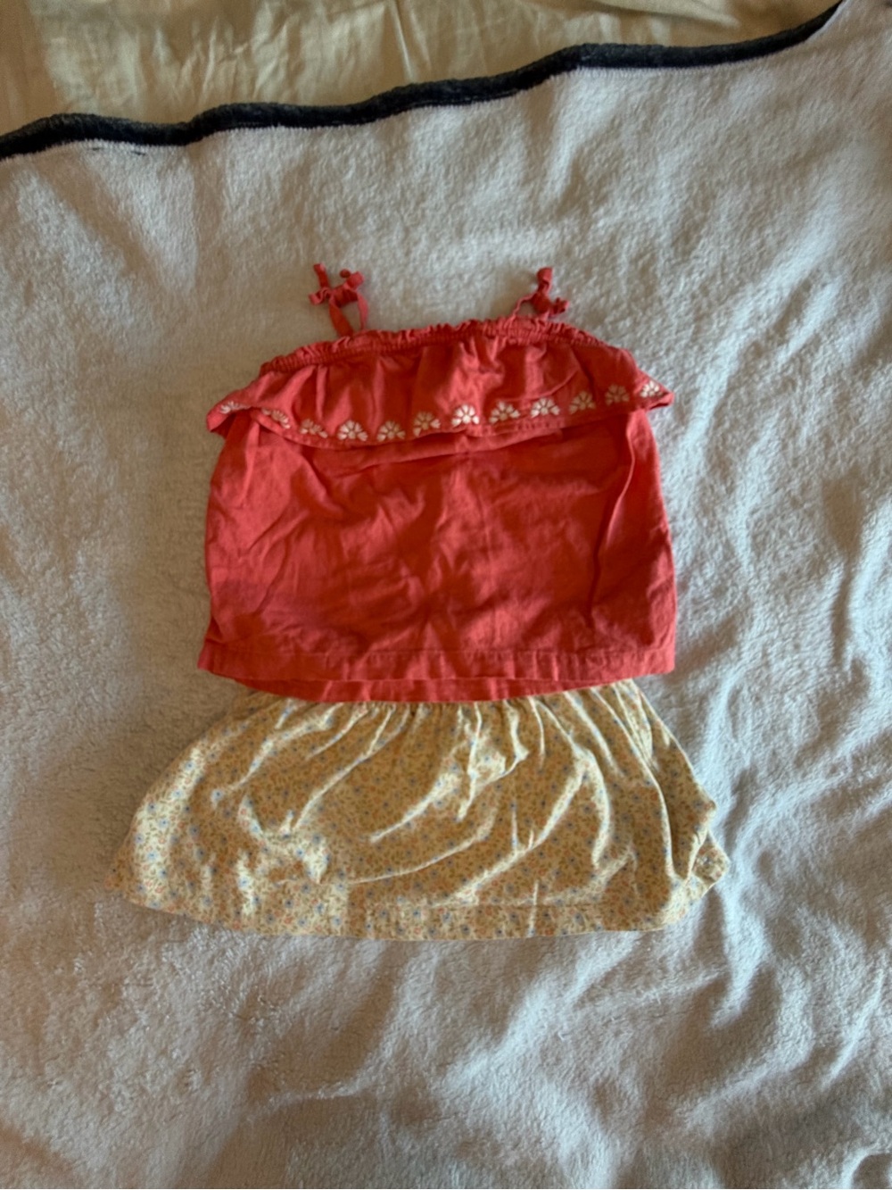 Carter's Coral Ruffle Camisole with Floral Trim